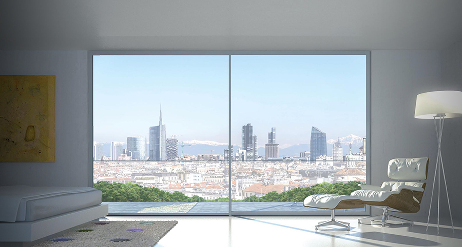 finestra scorrevole minimale in alluminio